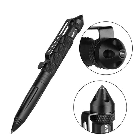Rugged Tactical Pen For Everyday Carry, Self Defense And Emergency Glass Breaker with tungsten steel cap and aluminum body
