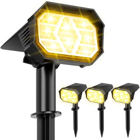Solar Pathway Lights 2 Pack 38.5 Inch Shepherd Hook Lanterns Waterproof Outdoor Lamps with bright yellow glow