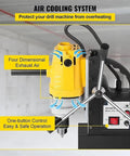Air cooling system of the Badass 750W Magnetic Drill Press Featuring A Rocksolid 8500N Base Magnet for efficient operation.