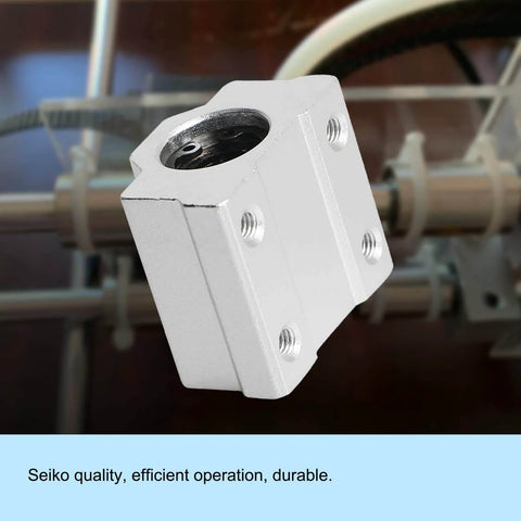 SCS6UU Linear Ball Bearing Aluminum Slide Block on industrial machinery, showcasing 6mm inner diameter, 4-row steel balls.