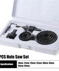Super Cool 8 Piece Hole Saw Kit For Cutting Wood Plasterboard And Pvc Board Fast With 19 To 64mm Drill Bits Perfect For Any Serious DIY Home Improvement Project You Need This Total Gear Right Now, 8pcs hole saw set in case with 19mm to 64mm cutters