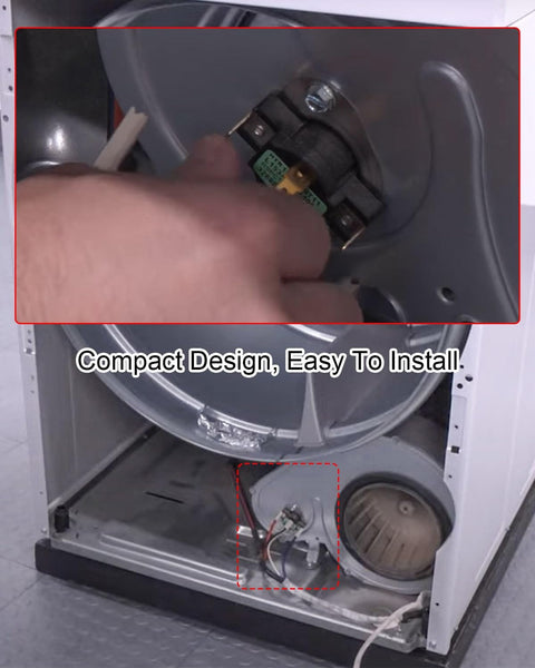 Dryer Cycle Thermostat Replacement For Most Washer Dryer Combos With Precise 153F To 138F Temperature Control, installation close-up