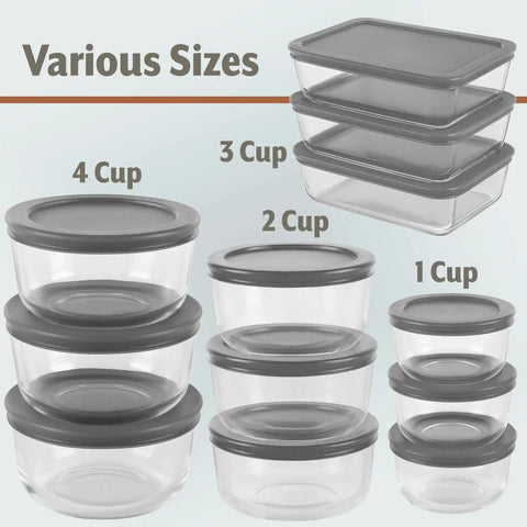 24 Piece Glass Food Storage Set With Airtight Lids ✓