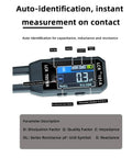 Close-up of 101A SMD Tester With Auto ID Pro Grade Portable Digital Multimeter showing digital display and measurement description