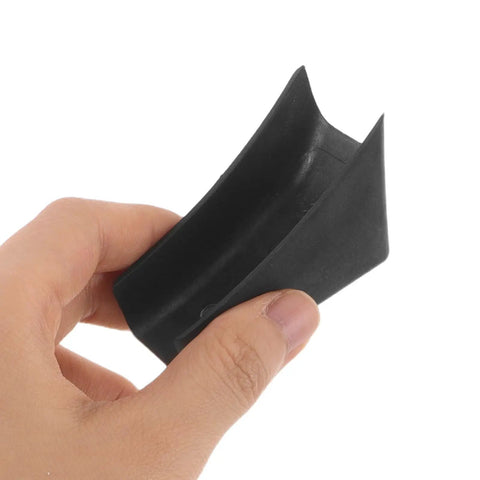 Hand holding U Shaped Boat Style Chair Feet Floor Protectors With Screws, Anti Slip Noise Reducing Rubber Pads, quick install.
