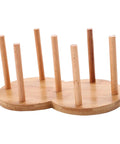 Wooden base of Freestanding Cup Dispenser And Storage Rack With 6 Hooks Wooden Frame And Gold Tone Wire Portable Table Cup Holder