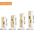 Concealed Brass Barrel Hinges Set, 16 Pcs, 17x5mm 19x5mm 25x5mm 30x5mm sizes shown, rust resistant copper construction.