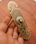 Two Pack Vintage Style Brass Pull Handles With Embossed Pattern For Bookcase Wardrobe Drawer And Double Doors, Antique Bronze Finish