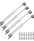 Set of four 6/8/12 Inch cabinet door hinges with 100N 10Kg gas struts pneumatic lift assist, silver finish, for easy install