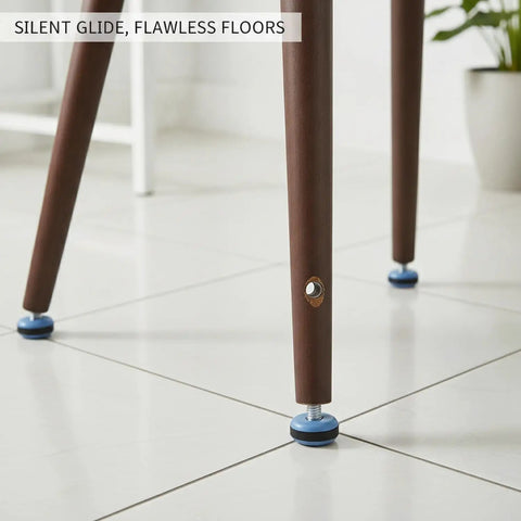 PTFE Screw-In Furniture Glides 0.75 Inch Round Blue Floor Protectors on chair legs on tile