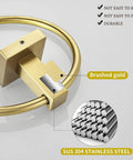 Gold Toilet Paper Holder With Double Post Pivoting Design Brushed Brass Look Wall Mount Tissue Hanger For Bathroom And Kitchen Stainless Steel Construction Keeps Rolls From Slipping And Looks Slick, brushed gold detail, SUS304 stainless steel inset.