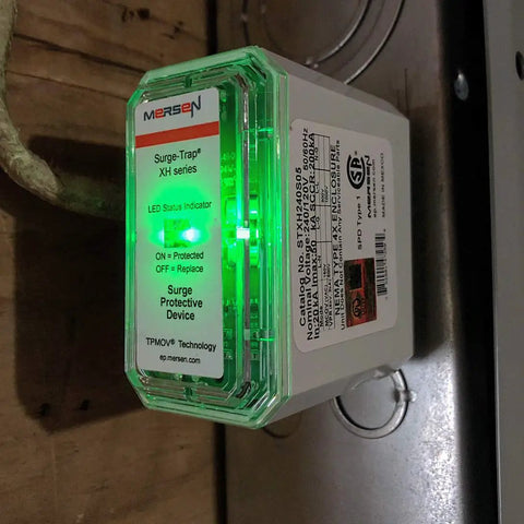 Split Phase Home Whole House Surge Protector Type 1 SPD With TPMOV Technology 240V Gray UL 1449 4th Edition on wall