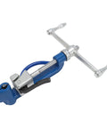 Heavy Duty Self Locking Steel Strap Bander Kit With Stainless Steel Strapping Tool For Boat Industry And Tough Jobs, Adjustable Knob, Razor Sharp Cutting Head, Ergonomic Rubber Grip Handle, blue steel tool