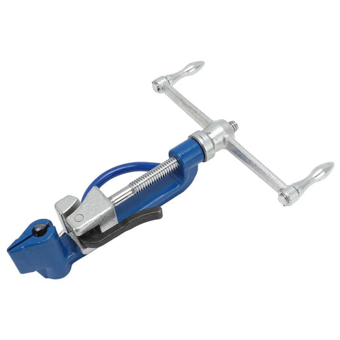 Heavy Duty Self Locking Steel Strap Bander Kit With Stainless Steel Strapping Tool For Boat Industry And Tough Jobs, Adjustable Knob, Razor Sharp Cutting Head, Ergonomic Rubber Grip Handle, blue steel tool