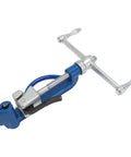 Heavy Duty Steel Strap Bander Kit With Adjustable Knob And Ergonomic Rubber Handle For Stainless Metal Banding Tool Ideal For Boat Industry And Industrial Securing Jobs Done Right, blue and silver