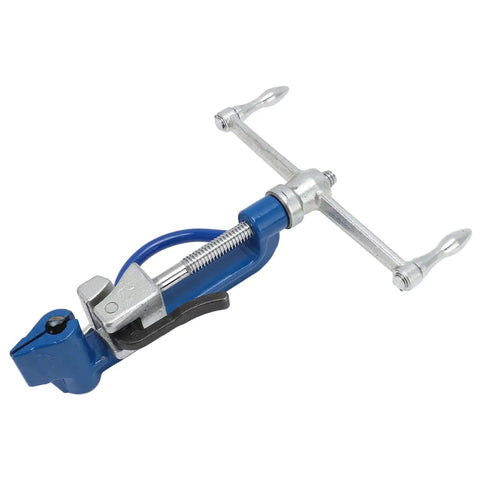 Heavy Duty Steel Strap Bander Kit With Adjustable Knob And Ergonomic Rubber Handle For Stainless Metal Banding Tool Ideal For Boat Industry And Industrial Securing Jobs Done Right, blue and silver