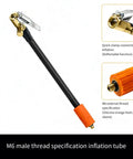 Hardcore Locking Air Chuck And Car Tire Inflator Hose Adapter With Adjustable Length And Built In Pressure Release Valve for quick tire inflation.