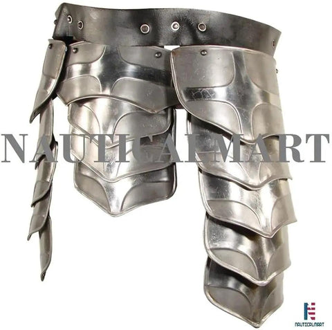 Warrior Tasset Belt Armor For LARP Halloween Theatrical Plays And Fantasy Reenactments In Silver 18 Gauge Steel Upper Thigh