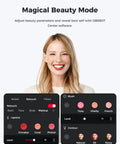 Next Level 4K USB Camera For PC With Plug And Play Setup Killer AI Autofocus And Smooth Auto Tracking Built For Twitch Streamers Content Makers And Hyped Gaming Sessions On Desktop Laptops showcasing beauty settings and filters.