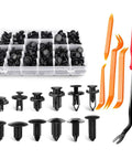 Premium Nylon Bumper Retainer Clips Kit With Removal Tool For Cadillac STS Body Panel Replacement, multi-size black clips and pry tools