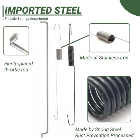 54 Piece Replacement Throttle Springs Assortment Kit For Honda Briggs And Stratton Small Engines And 2kW To 4kW Generators includes electroplated rod and stainless iron spring.