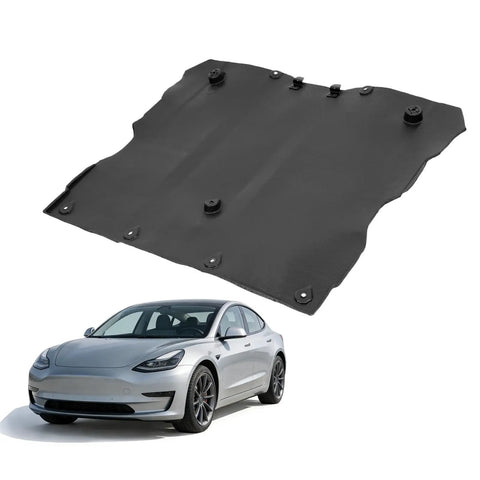 Heavy Duty Front Underbody Splash Guard Shield Fits 2017 Through 2026 Tesla Model 3 And Model Y, black high density plastic.
