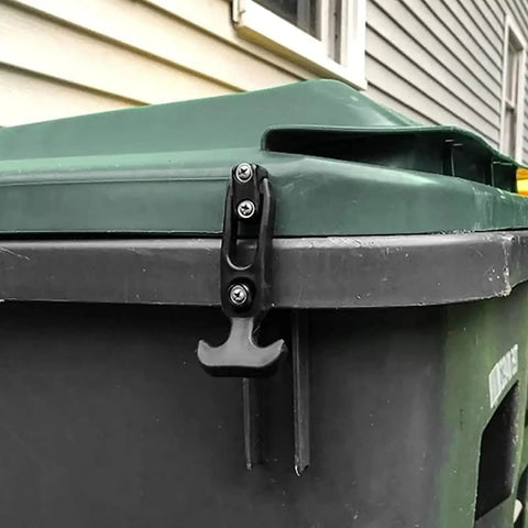 Beefy Flexible Rubber Draw Latch Set With Elastic Five Pound T Bar Lock And Stainless Steel Bracket on container lid
