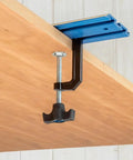 Low Profile Straight Edge Guide Rail Kit Extension Setup For Circular Saw Router And Jigsaw That Snaps Right On, showing clamping mechanism and aluminum track.