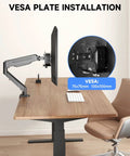 Boss Grade Adjustable Mini Pc Mount Bracket Vesa Under Desk And Monitor Arm Computer Holder securing a monitor at a desk.