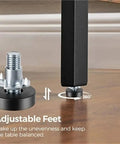 Adjustable Furniture Feet For Tables And Chairs With Leveling Posts installed under a black table leg for stable balance