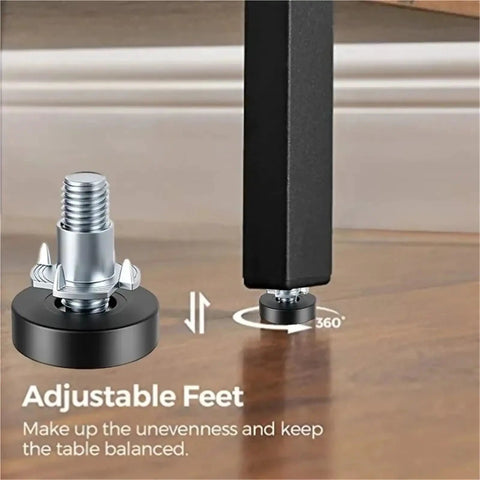 Adjustable Furniture Feet For Tables And Chairs With Leveling Posts installed under a black table leg for stable balance