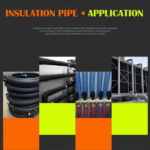 Various insulated pipes showcased for plumbing and HVAC applications, highlighting Premium Thermal Foam Pipe Insulation Sleeve 1/4 Inch By 6 Feet For Plumbing And AC Units Fire Retardant Padding That Slides On Easy And Handles Temperature Swings Like A Champ.