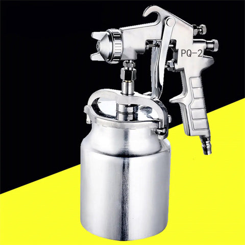 Heavy Duty Suction Paint Sprayer With 1000cc Tank And 2mm Stainless Steel Nozzles, showing stainless steel construction and nozzle detail.