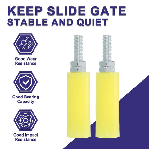 8 Pack Slide Gate Guide Roller Kit With 3 Inch Nylon Gate Rollers, Heavy Duty Universal Door Pulley Wheels For Sliding Gates And Electric Doors, Gate Support Assembly, Yellow