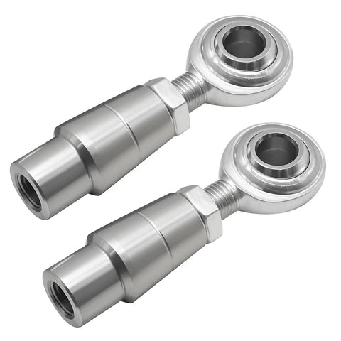 Beefy Heavy Duty Heim Joint Rod End Kit Three Eighths By Three Eighths Twenty Four Threads Panhard Bar Kit With Tube Adapters And Jam Nuts For Clutches Brakes And Steering Linkages Two Pack, two silver rod ends
