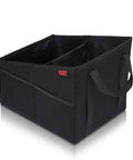 Backseat Car Organizer For Front And Rear Seats Collapsible Storage With Cup Holders Universal Fit in black fabric with handles