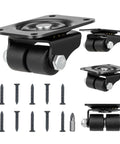1 Inch Caster Wheels Set Of 4 Heavy Duty Swivel Casters For Furniture With Low Profile Design and smooth operator bearings showcased with installation screws.