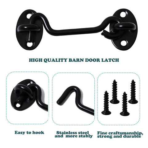 4 Inch Barn Door Latch Lock Hardware For Sliding Doors Rust Resistant Metal Gate Latch With Screws Privacy Hook Lock