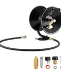 Heavy Duty Pressure Washer Hose Reel 50 Feet Three Eighths Inch Steel Bracket Mounted For Wall Floor Or Truck Mount 4000 PSI Manual Hand Crank