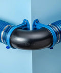 Ready Mount 4 Inch 90 Degree Dust Hose Elbow For Dust Collection Systems, Go-To Link Between Two 4 Inch Hoses, Rotates In 15 Degree Increments, Bracket Compatible, Clamps Not Included, Built Tough Aluminum Construction connected to two hoses