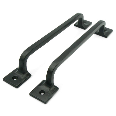 Black Cast Iron Pull Handles 9 Inch Square Base Set Of 2 Durable Powder Coated Finish For Cabinet Doors Gates Barn Doors And Interior Exterior Use