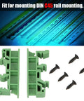 Ten Pack DIN Rail PCB Mounting Brackets For 35mm C45 Rails Green Clips With Screws
