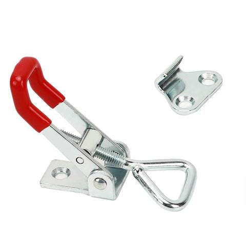 30 Pack Adjustable Toggle Latch Clamps Set with red handle, steel frame, quick release hand tools for woodworking and metal work.