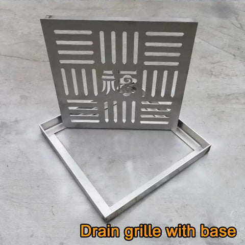 Smooth Operator 304 Stainless Steel Square Shower Drain Cover And Yard Catch Basin Grate, square drain cover with base.