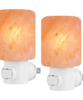 Two Pack Himalayan Salt Lamps Natural Crystal Glow Hand Carved Night Lights For Wall Or Desk, UL Listed Plug In
