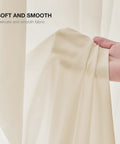 Close-up view of Beige Semi Sheer Privacy Curtains for Living Room and Bedroom, 96 Inch Length Two Panels showing fabric texture.