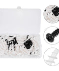 Drywall Anchor Kit With Self-Tapping Screws And Plastic Anchors, Zinc And Plastic Materials, Strong Bond For Lightweight Concrete And Gypsum Walls, 100 Piece Set, Easy To Install And Remove, Great For Shelves And Decor., 100-piece box with black screws and white plastic anchors