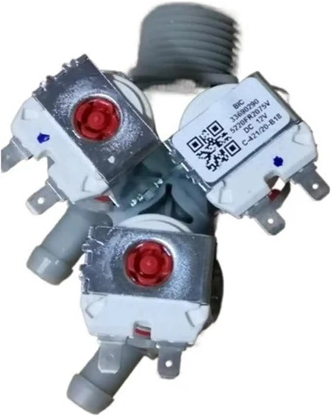 High Quality Water Inlet Valve 5220FR2075V For LG Washers DC12V compact design with fittings for efficient water flow management.