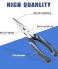 6 Inch Long Needle Nose Pliers With Side Cutting For Precision Gripping And Cutting In Nickel Chromium Steel Heavy Duty