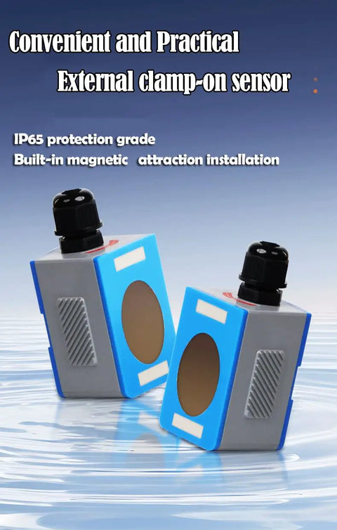 Top Shelf Ultrasonic Flow Meter With Built In SD Card Data Logger For Tracking Water Oil And Wastewater Flows In Steel Or PVC Lines Up To 100 mm with external clamp-on sensor
